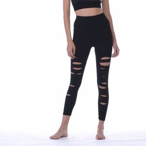 Alo Yoga 7/8 RIPPED WARRIOR, Black, Size: XXS